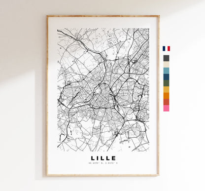 Lille Map Print - City Map Poster - Map Wall Art - France City Maps - Lille Print - Lille Poster - Minimalist City Map - France