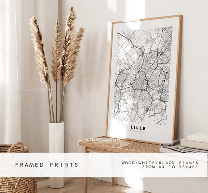 Lille Map Print - City Map Poster - Map Wall Art - France City Maps - Lille Print - Lille Poster - Minimalist City Map - France