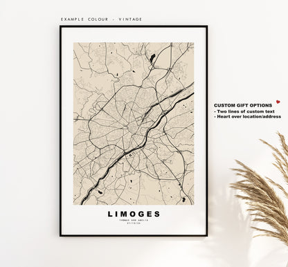 Limoges Map Print - City Map Poster - Map Wall Art - France City Maps - Limoges Print - Limoges Poster - Minimalist City Map - France