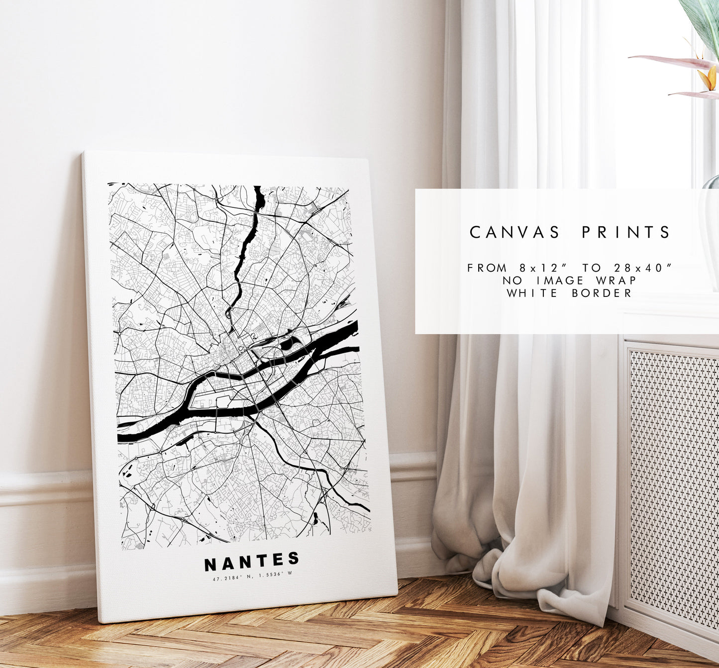 Nantes Map Print - City Map Poster - Map Wall Art - France City Maps - Nantes Print - Nantes Poster - Minimalist City Map - France