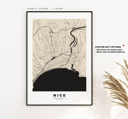 Nice Map Print - City Map Poster - Map Wall Art - France City Maps - Nice Print - Nice Poster - Minimalist City Map - France