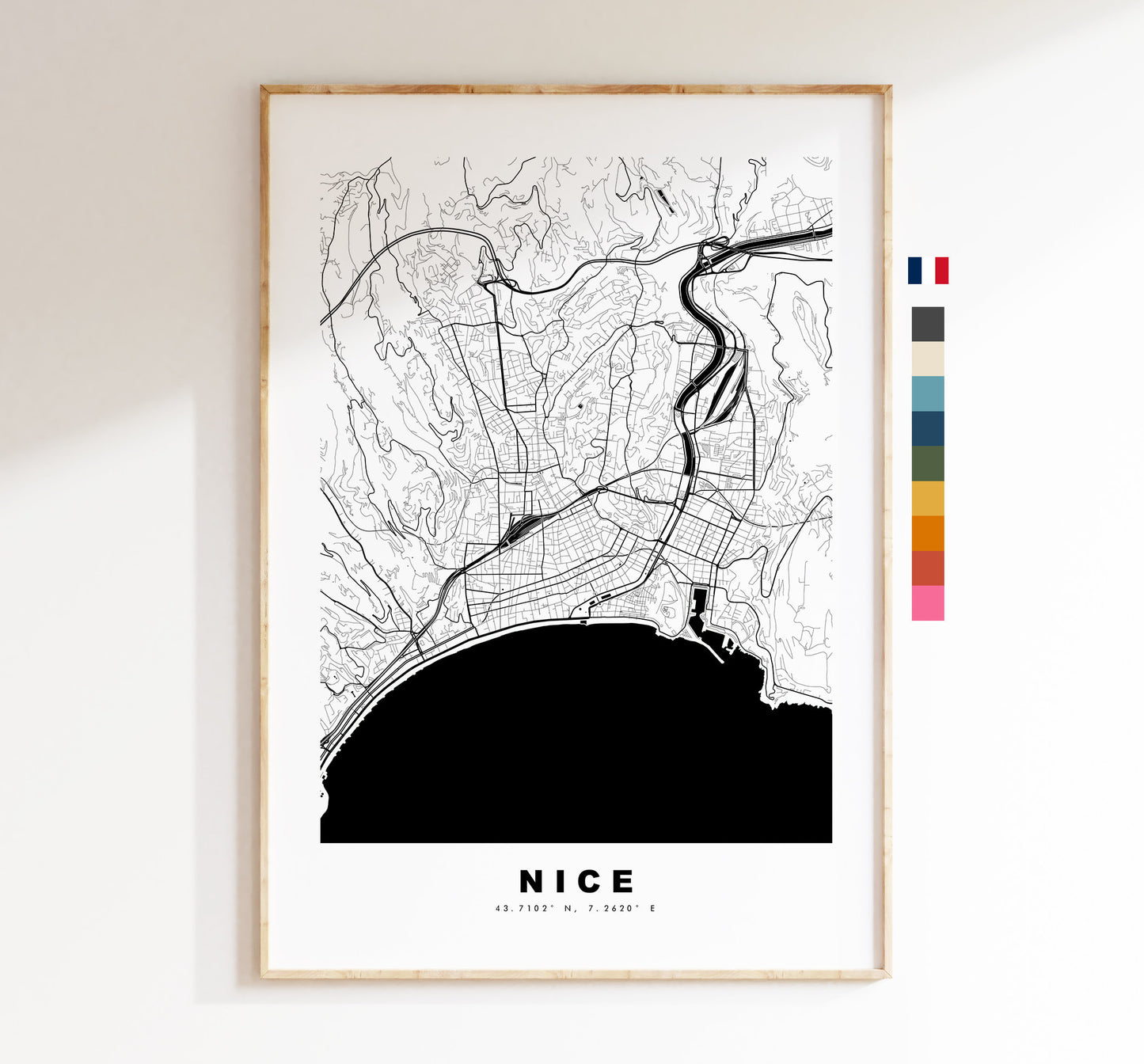 Nice Map Print - City Map Poster - Map Wall Art - France City Maps - Nice Print - Nice Poster - Minimalist City Map - France