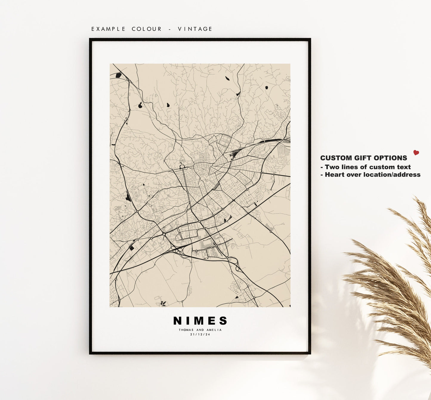 Nimes Map Print - City Map Poster - Map Wall Art - France City Maps - Nimes Print - Nimes Poster - Minimalist City Map - France