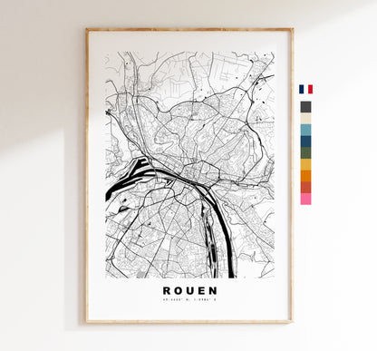 Rouen Map Print - City Map Poster - Map Wall Art - France City Maps - Rouen Print - Rouen Poster - Minimalist City Map - France