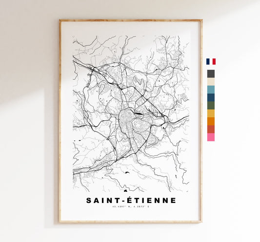 Saint Etienne Map Print - City Map Poster - Map Wall Art - France City Maps - Saint Etienne Print - Poster - Minimalist City Map - France