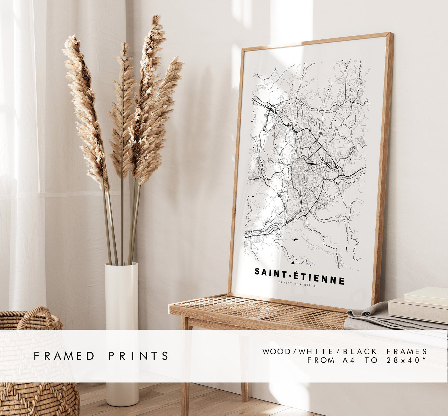 Saint Etienne Map Print - City Map Poster - Map Wall Art - France City Maps - Saint Etienne Print - Poster - Minimalist City Map - France