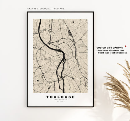 Toulouse Map Print - City Map Poster - Map Wall Art - France City Maps - Toulouse Print - Toulouse Poster - Minimalist City Map - France