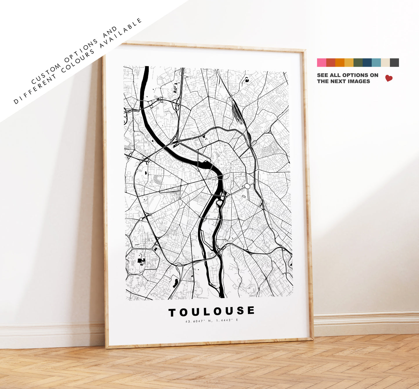 Toulouse Map Print - City Map Poster - Map Wall Art - France City Maps - Toulouse Print - Toulouse Poster - Minimalist City Map - France