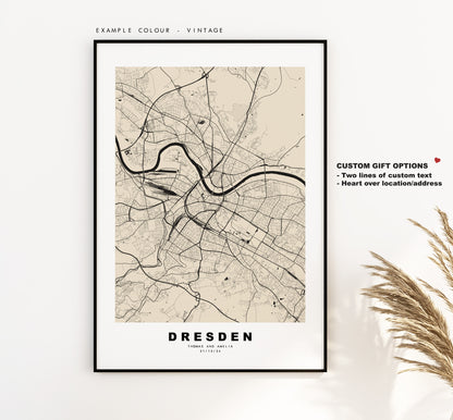 Dresden Map Print - City Map Poster - Map Wall Art - Germany City Maps - Dresden Print - Dresden Poster - Minimalist City Map - Germany