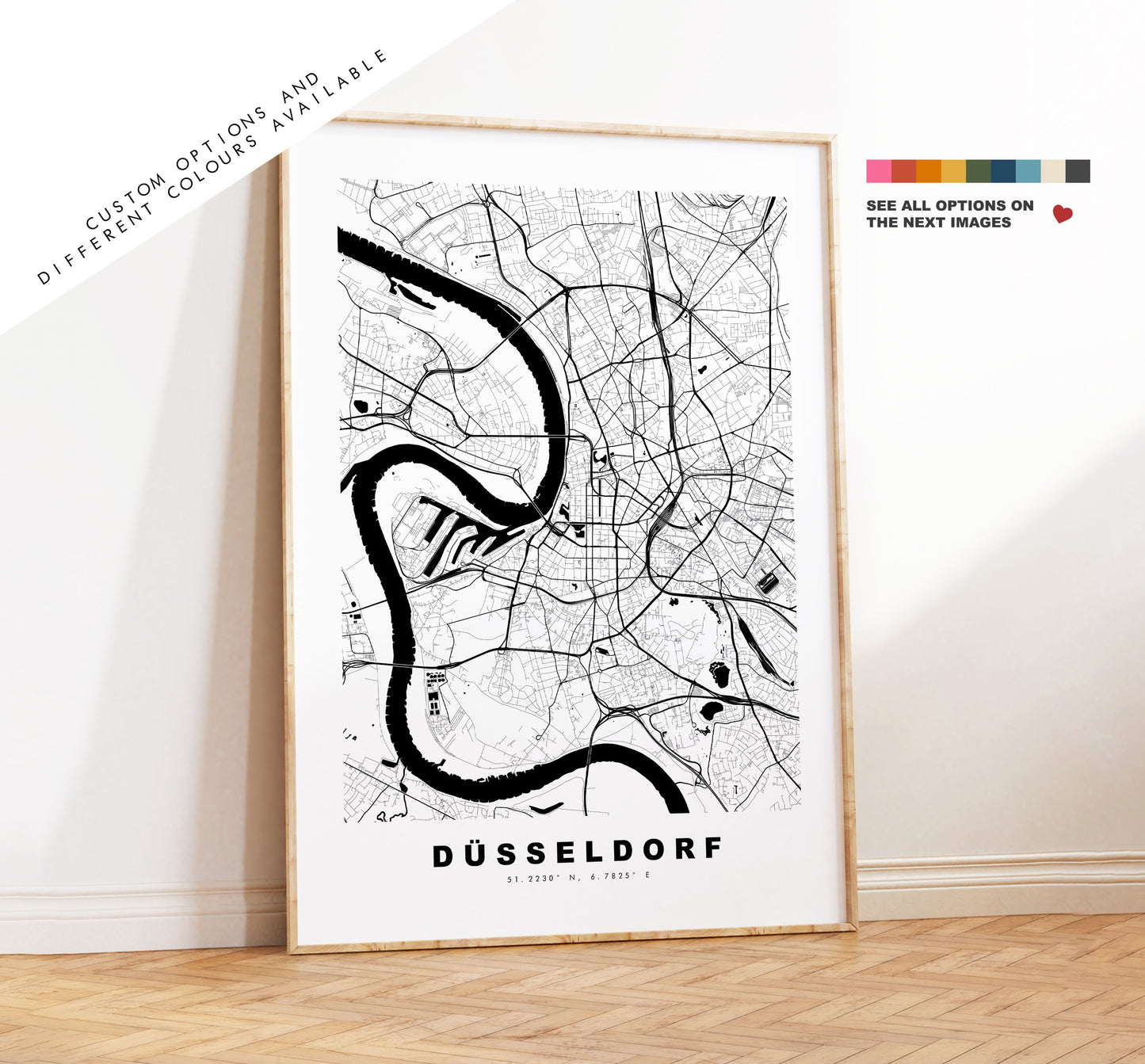 Dusseldorf Map Print - City Map Poster - Map Wall Art - Germany City Maps - Düsseldorf Print - Düsseldorf Poster - Minimalist City Map