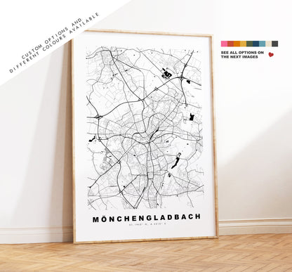 Monchengladbach Map Print - City Map Poster - Map Wall Art - Germany City Maps - Monchengladbach Print - Poster - Minimalist City Map