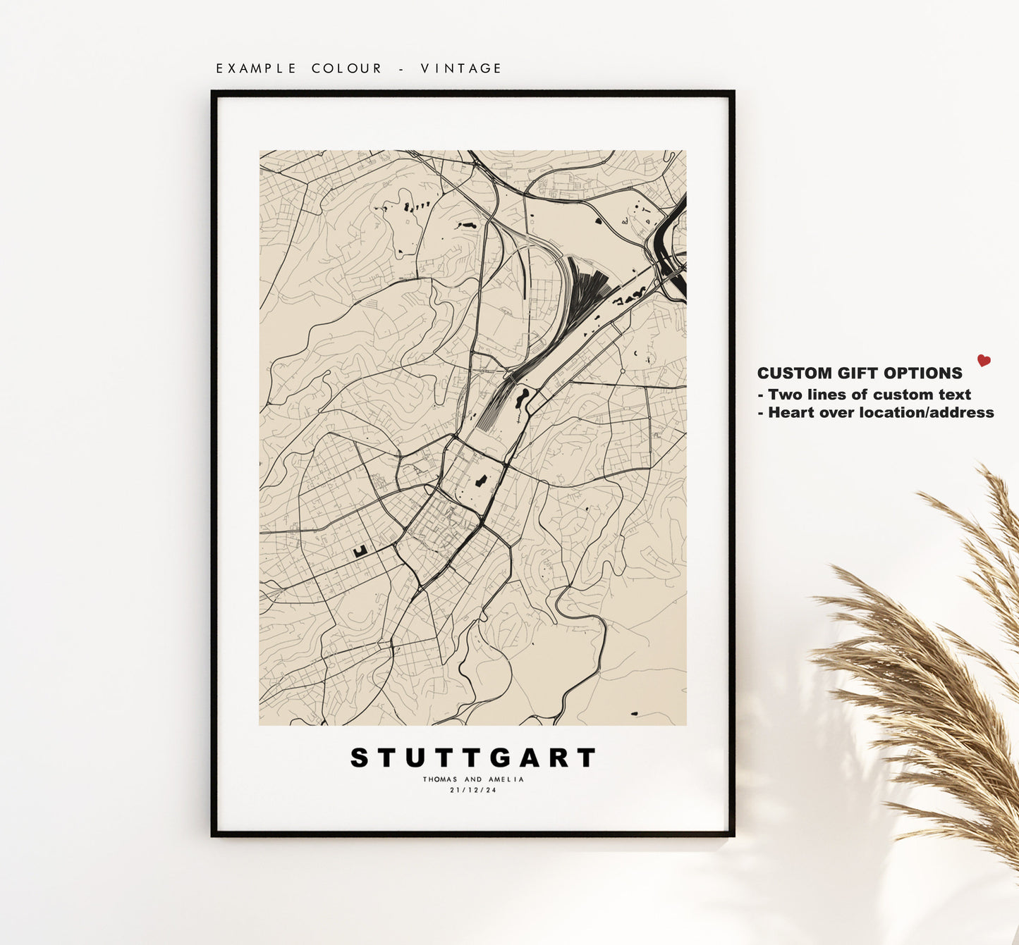 Stuttgart Map Print - City Map Poster - Map Wall Art - Germany City Maps - Stuttgart Print - Stuttgart Poster - Minimalist City Map