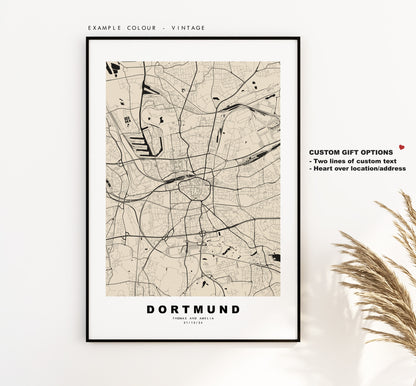 Dortmund Map Print - City Map Poster - Map Wall Art - Germany City Maps - Dortmund Print - Dortmund Poster - Minimalist City Map - Germany