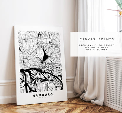 Hamburg Map Print - City Map Poster - Map Wall Art - Germany City Maps - Hamburg Print - Hamburg Poster - Minimalist City Map - Germany