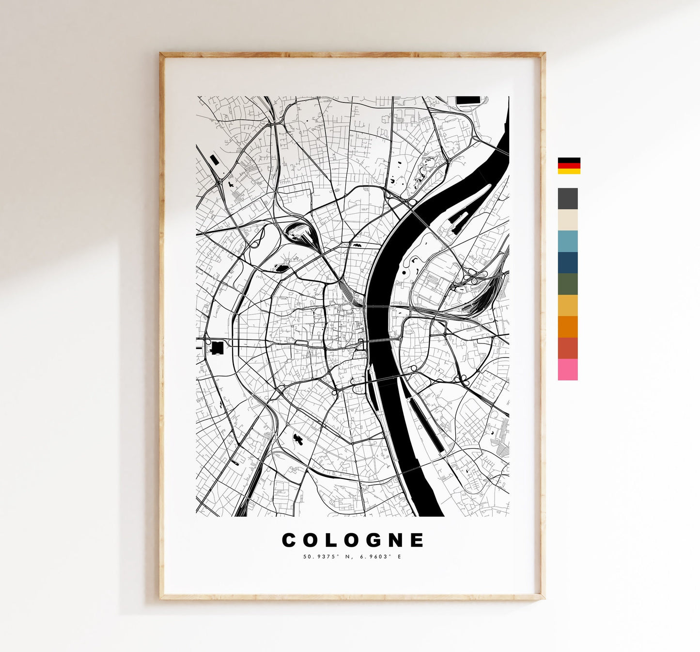 Cologne Map Print - City Map Poster - Map Wall Art - Germany City Maps - Köln Print - Köln Poster - Minimalist City Map - Germany