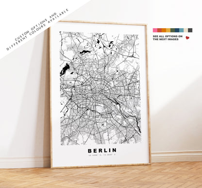 Berlin Map Print - City Map Poster - Map Wall Art - Germany City Maps - Berlin Print - Berlin Poster - Minimalist City Map - Germany