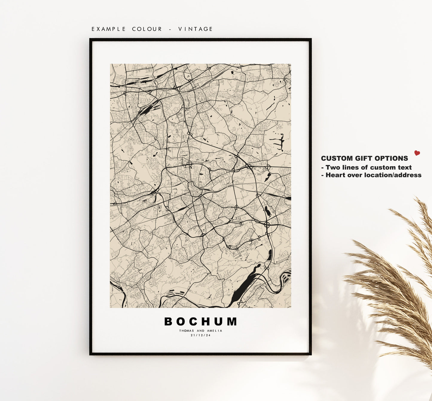 Bochum Map Print - City Map Poster - Map Wall Art - Germany City Maps - Bochum Print - Bochum Poster - Minimalist City Map - Germany