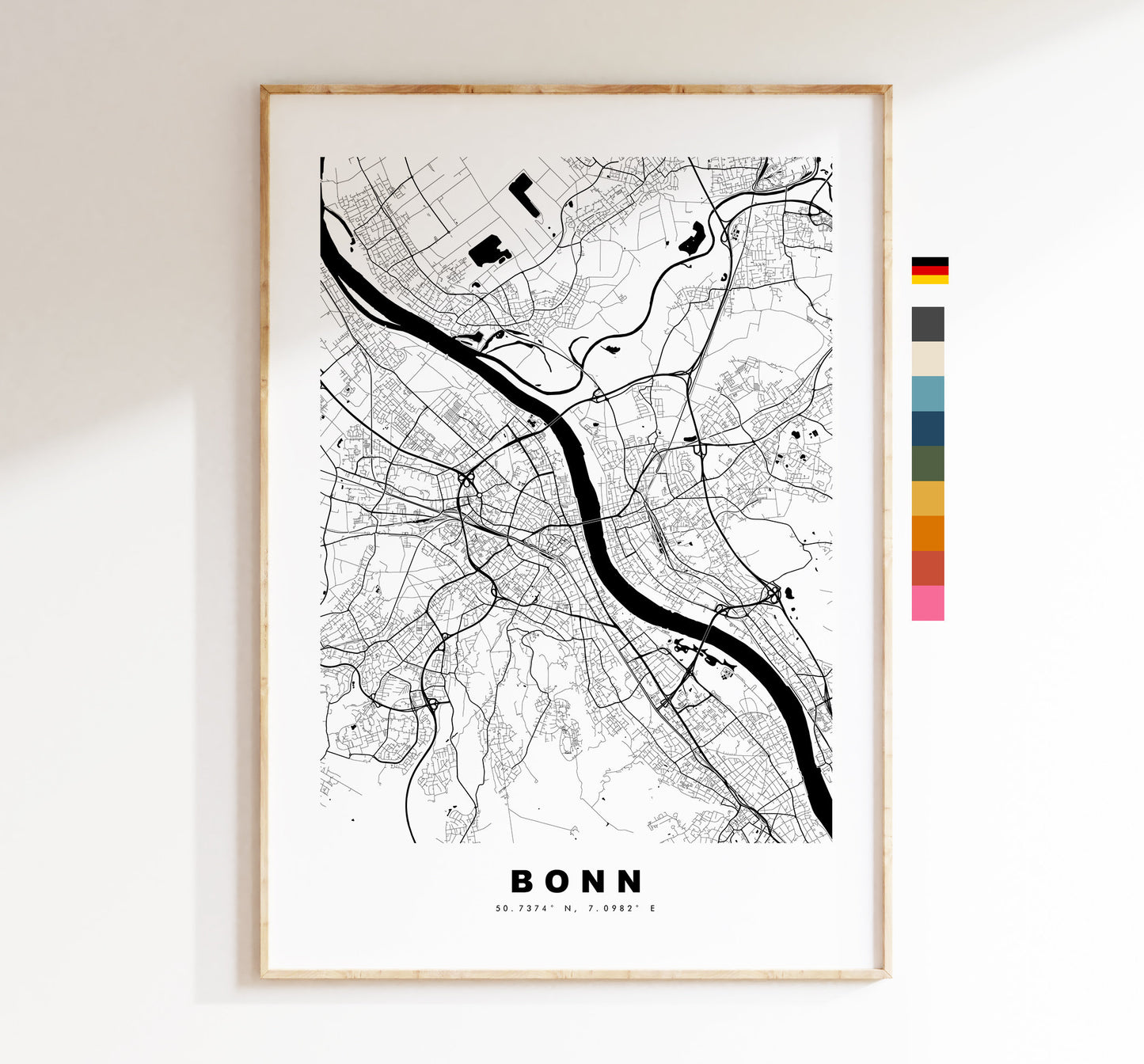 Bonn Map Print - City Map Poster - Map Wall Art - Germany City Maps - Bonn Print - Bonn Poster - Minimalist City Map - Germany