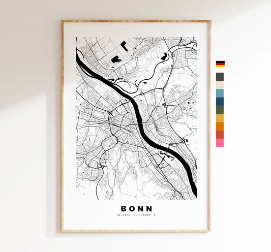 Bonn Map Print - City Map Poster - Map Wall Art - Germany City Maps - Bonn Print - Bonn Poster - Minimalist City Map - Germany