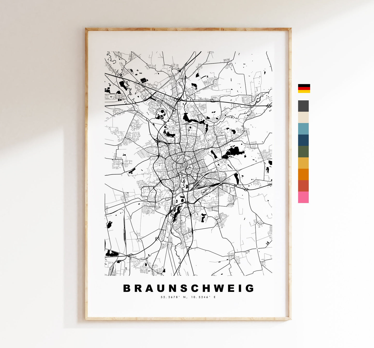 Braunschweig Map Print - City Map Poster - Map Wall Art - Germany City Maps - Braunschweig Print - Braunschweig Poster - Minimalist City Map