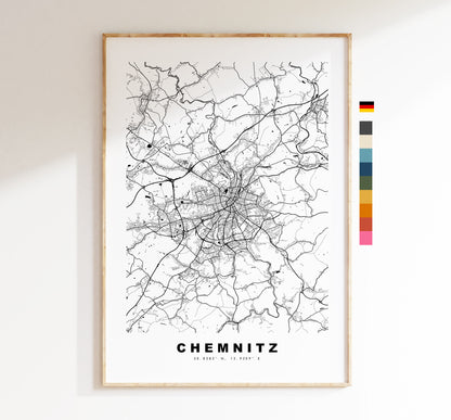 Chemnitz Map Print - City Map Poster - Map Wall Art - Germany City Maps - Chemnitz Print - Chemnitz Poster - Minimalist City Map - Germany