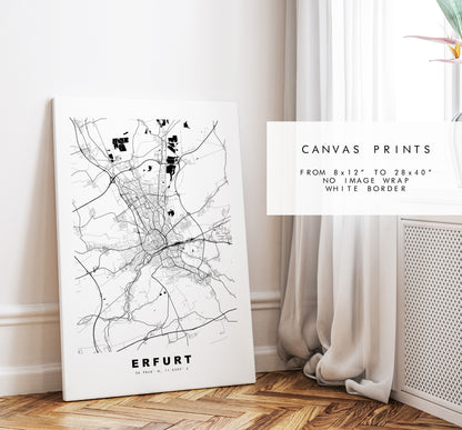 Erfurt Map Print - City Map Poster - Map Wall Art - Germany City Maps - Erfurt Print - Erfurt Poster - Minimalist City Map - Germany