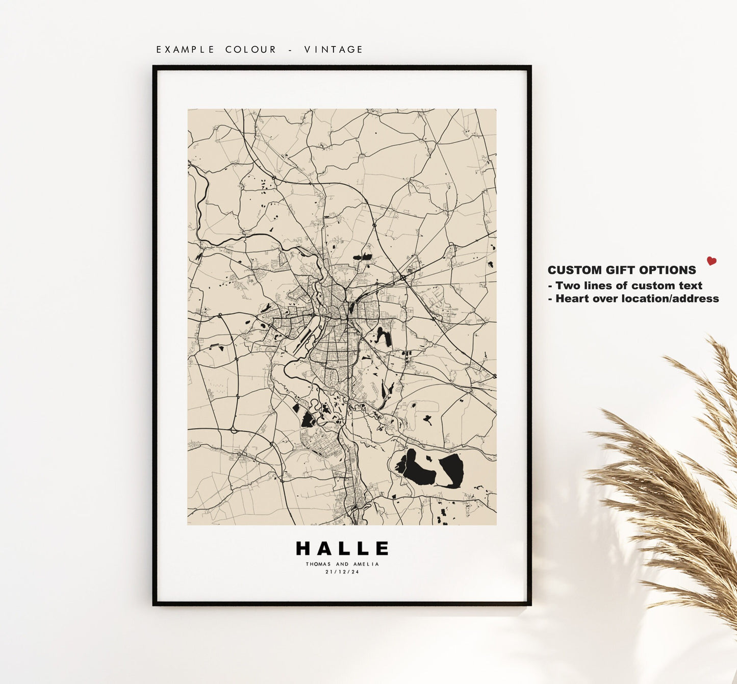 Halle Map Print - City Map Poster - Map Wall Art - Germany City Maps - Halle Print - Halle Poster - Minimalist City Map - Germany