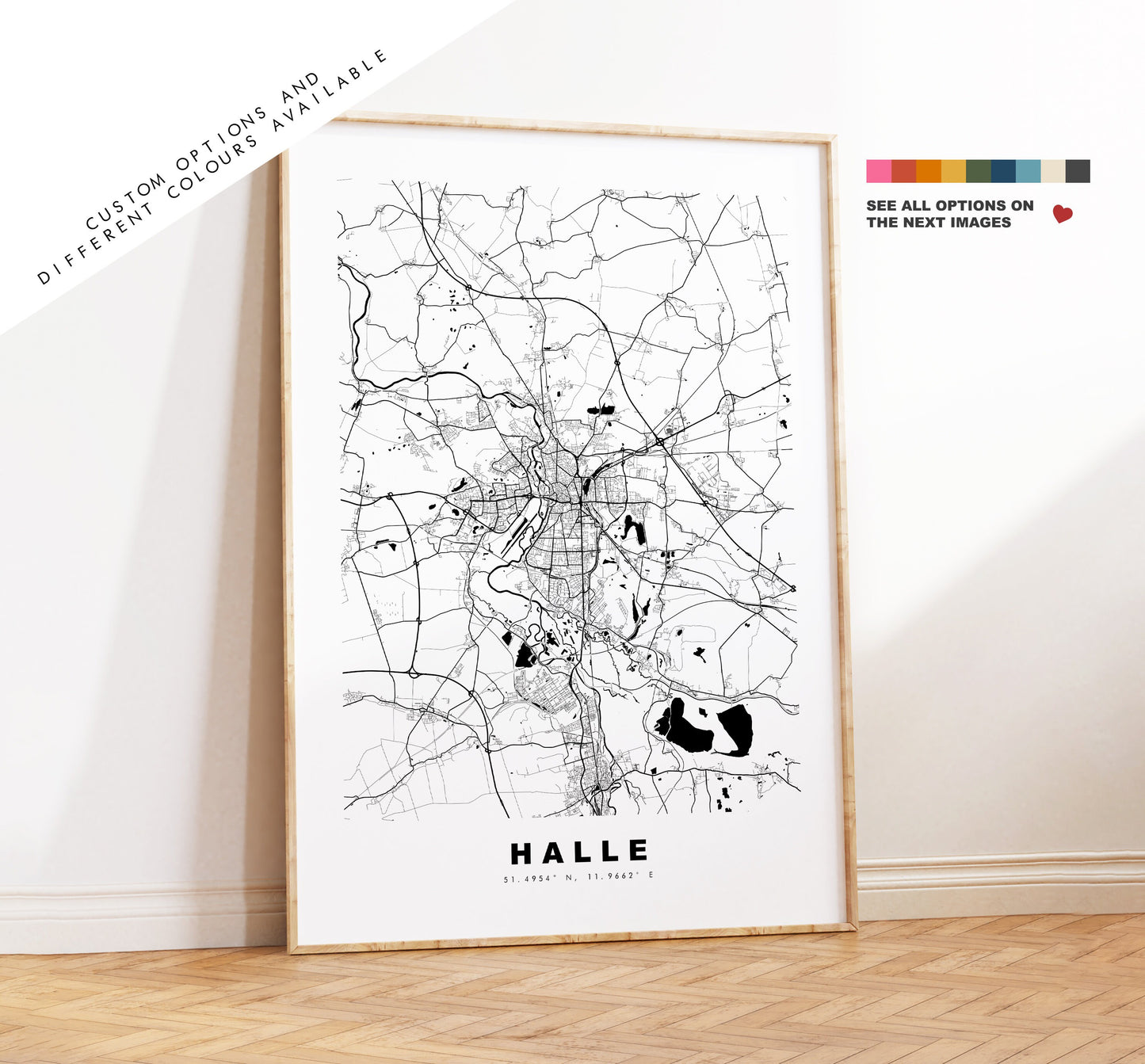 Halle Map Print - City Map Poster - Map Wall Art - Germany City Maps - Halle Print - Halle Poster - Minimalist City Map - Germany