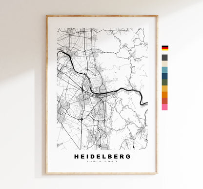 Heidelberg Map Print - City Map Poster - Map Wall Art - Germany City Maps - Heidelberg Print - Heidelberg Poster - Minimalist City Map