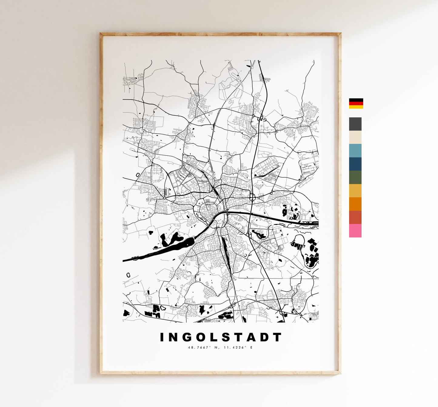 Ingolstadt Map Print - City Map Poster - Map Wall Art - Germany City Maps - Ingolstadt Print - Ingolstadt Poster - Minimalist City Map