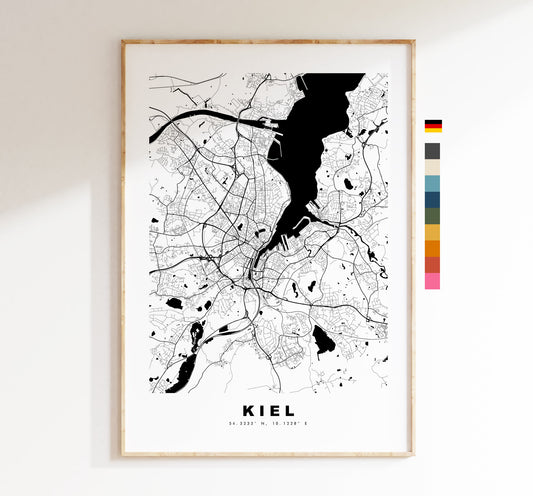 Kiel Map Print - City Map Poster - Map Wall Art - Germany City Maps - Kiel Print - Kiel Poster - Minimalist City Map - Germany