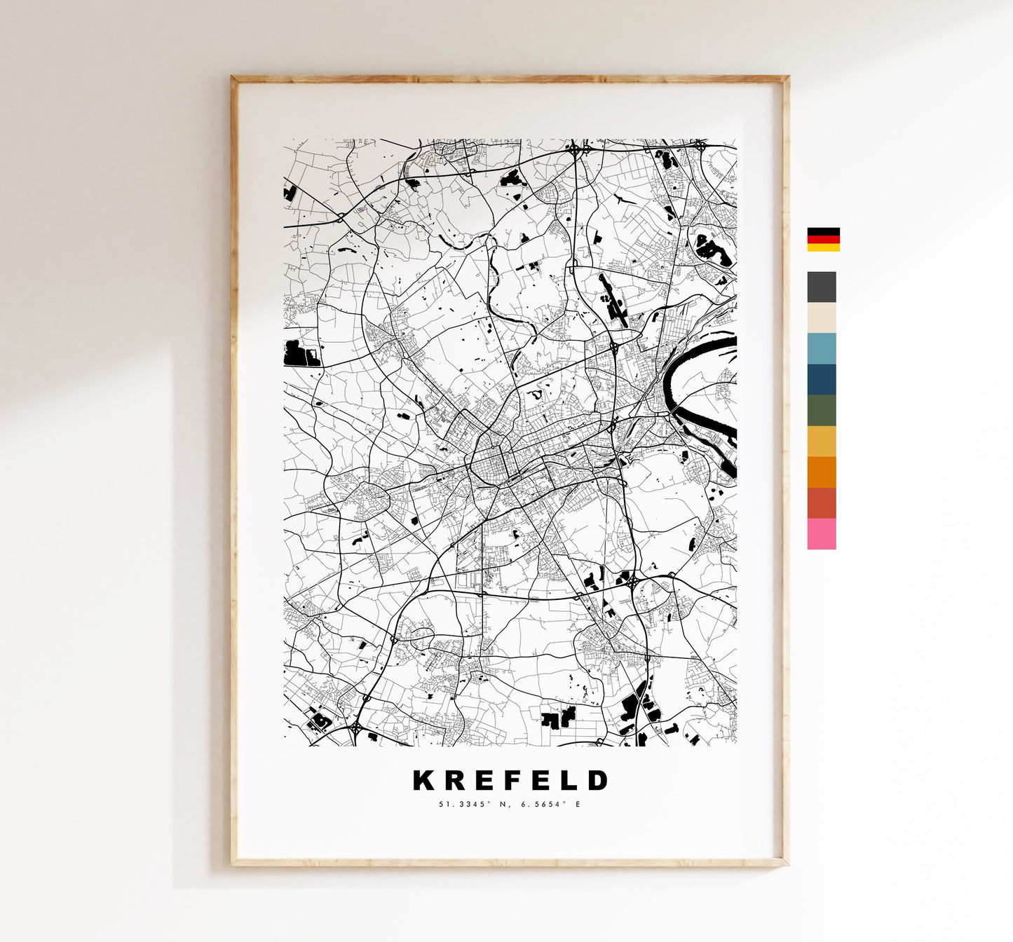 Krefeld Map Print - City Map Poster - Map Wall Art - Germany City Maps - Krefeld Print - Krefeld Poster - Minimalist City Map - Germany