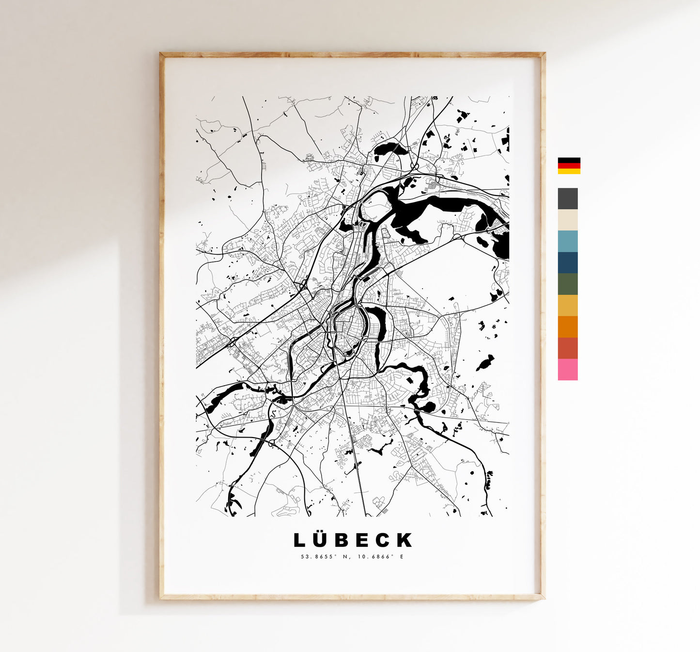 Lubeck Map Print - City Map Poster - Map Wall Art - Germany City Maps - Lübeck Print - Lübeck Poster - Minimalist City Map - Germany