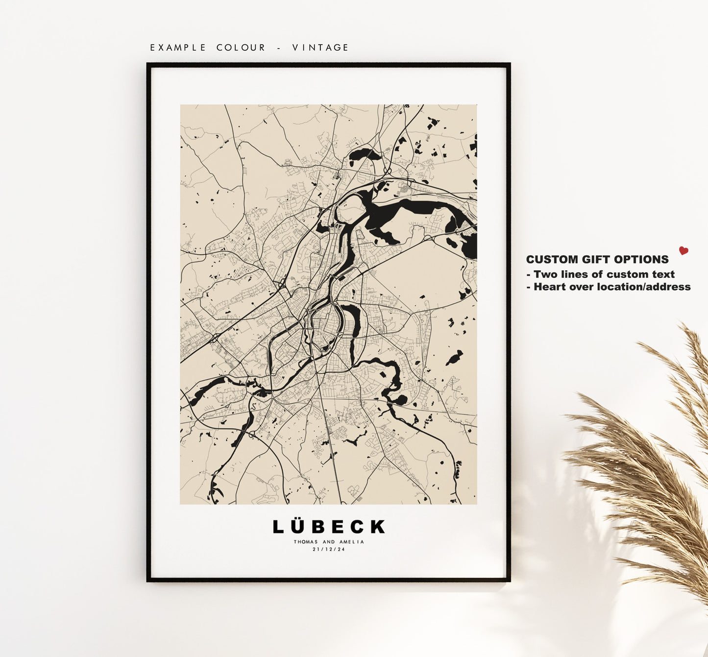 Lubeck Map Print - City Map Poster - Map Wall Art - Germany City Maps - Lübeck Print - Lübeck Poster - Minimalist City Map - Germany