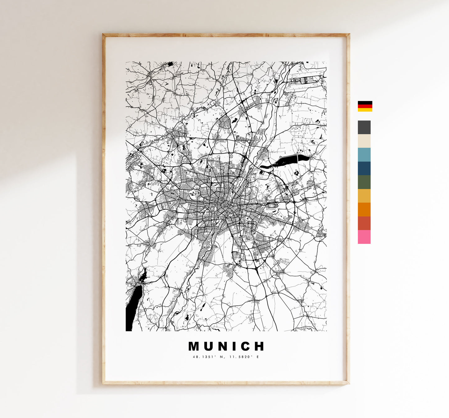 Munich Map Print - City Map Poster - Map Wall Art - Germany City Maps - Munich Print - Munich Poster - Minimalist City Map - Germany