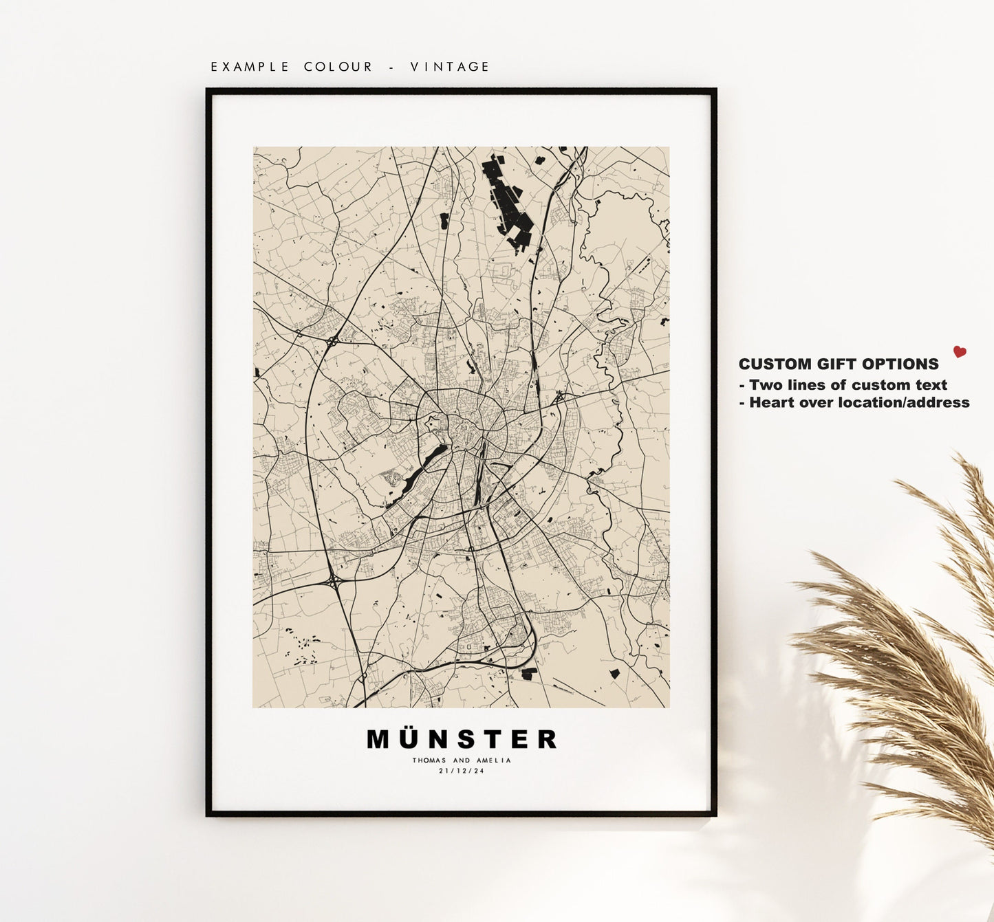 Munster Map Print - City Map Poster - Map Wall Art - Germany City Maps - Münster Print - Münster Poster - Minimalist City Map - Germany