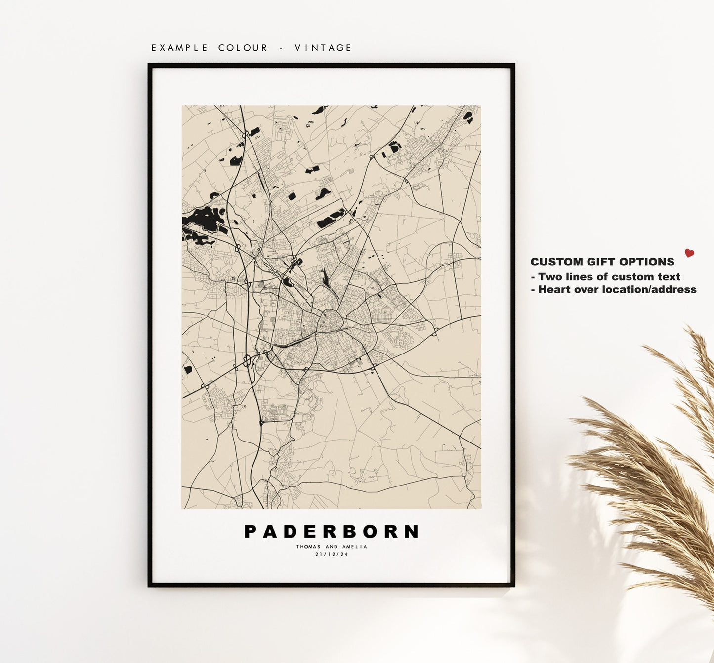 Paderborn Map Print - City Map Poster - Map Wall Art - Germany City Maps - Paderborn Print - Paderborn Poster - Minimalist City Map