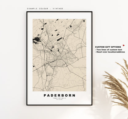 Paderborn Map Print - City Map Poster - Map Wall Art - Germany City Maps - Paderborn Print - Paderborn Poster - Minimalist City Map