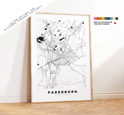 Paderborn Map Print - City Map Poster - Map Wall Art - Germany City Maps - Paderborn Print - Paderborn Poster - Minimalist City Map