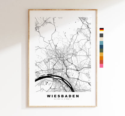 Wiesbaden Map Print - City Map Poster - Map Wall Art - Germany City Maps - Wiesbaden Print - Wiesbaden Poster - Minimalist City Map