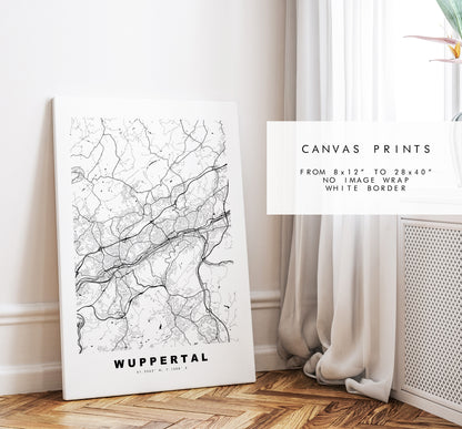 Wuppertal Map Print - City Map Poster - Map Wall Art - Germany City Maps - Wuppertal Print - Wuppertal Poster - Minimalist City Map