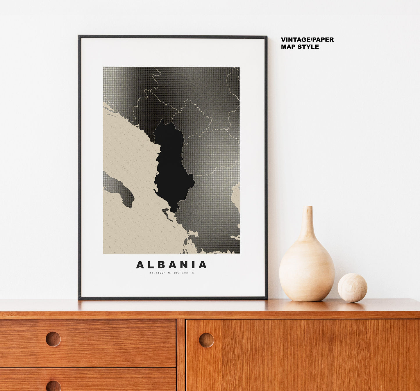 Albania Map Print - Personalised Map Gift - Framed or Canvas Options Available - Custom Text Options - Personalised Gift - Europe