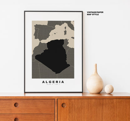 Algeria Map Print - Personalised Map Gift - Framed or Canvas Options Available - Custom Text Options - Personalised Gift - Africa