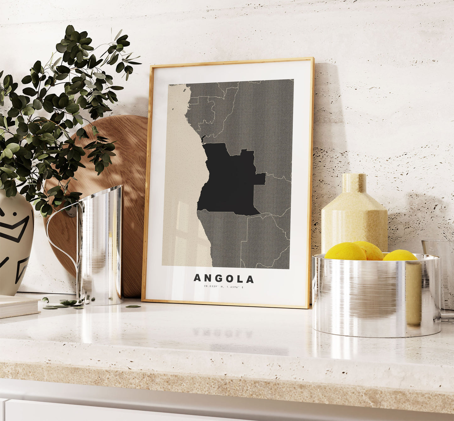 Angola Map Print - Personalised Map Gift - Framed or Canvas Options Available - Custom Text Options - Personalised Gift - Africa