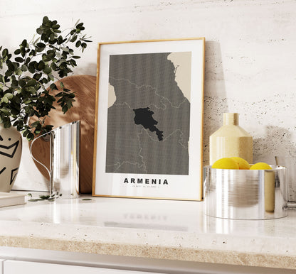 Armenia Map Print - Personalised Map Gift - Framed or Canvas Options Available - Custom Text Options - Personalised Gift - Europe