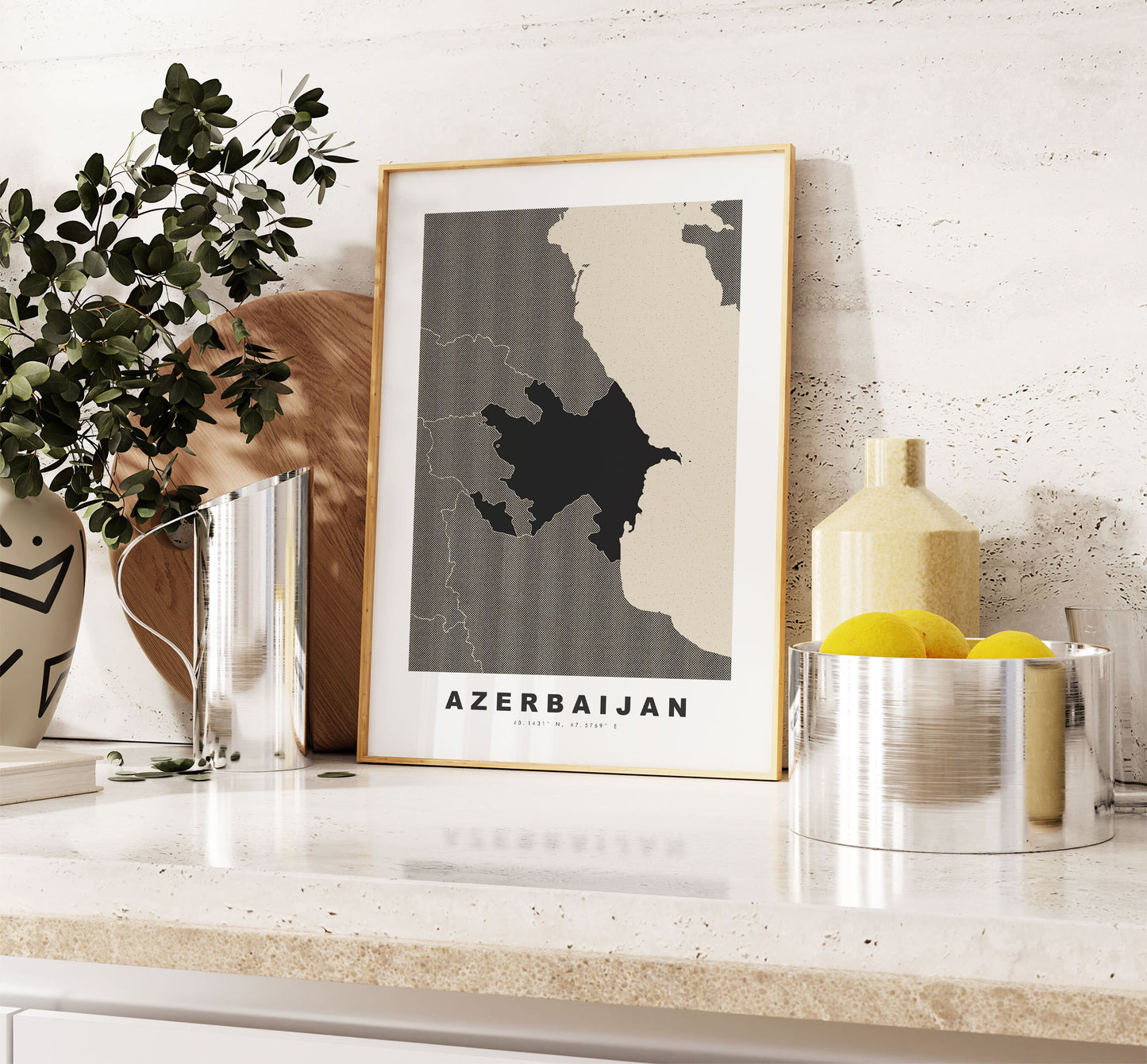 Azerbaijan Map Print - Personalised Map Gift - Framed or Canvas Options Available - Custom Text Options - Personalised Gift - Europe