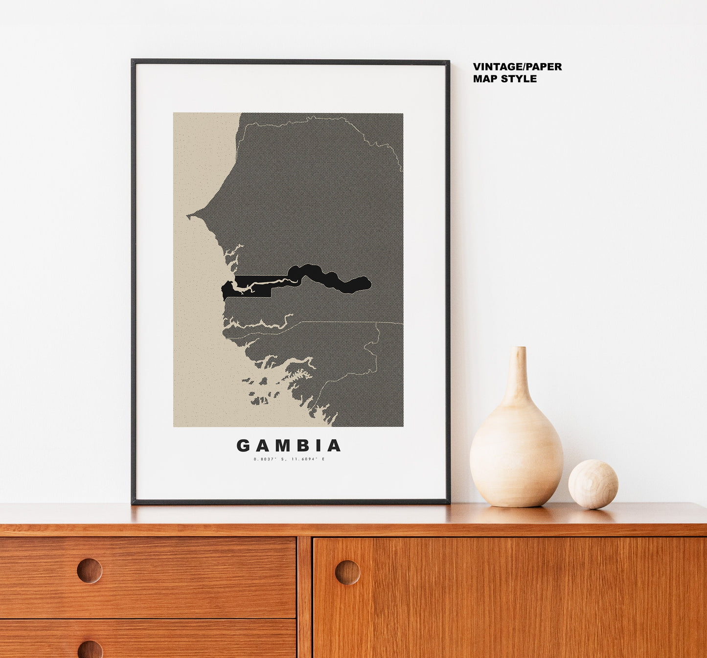 Gambia Map Print - Personalised Map Gift - Framed or Canvas Options Available - Custom Text Options - Personalised Gift - Africa