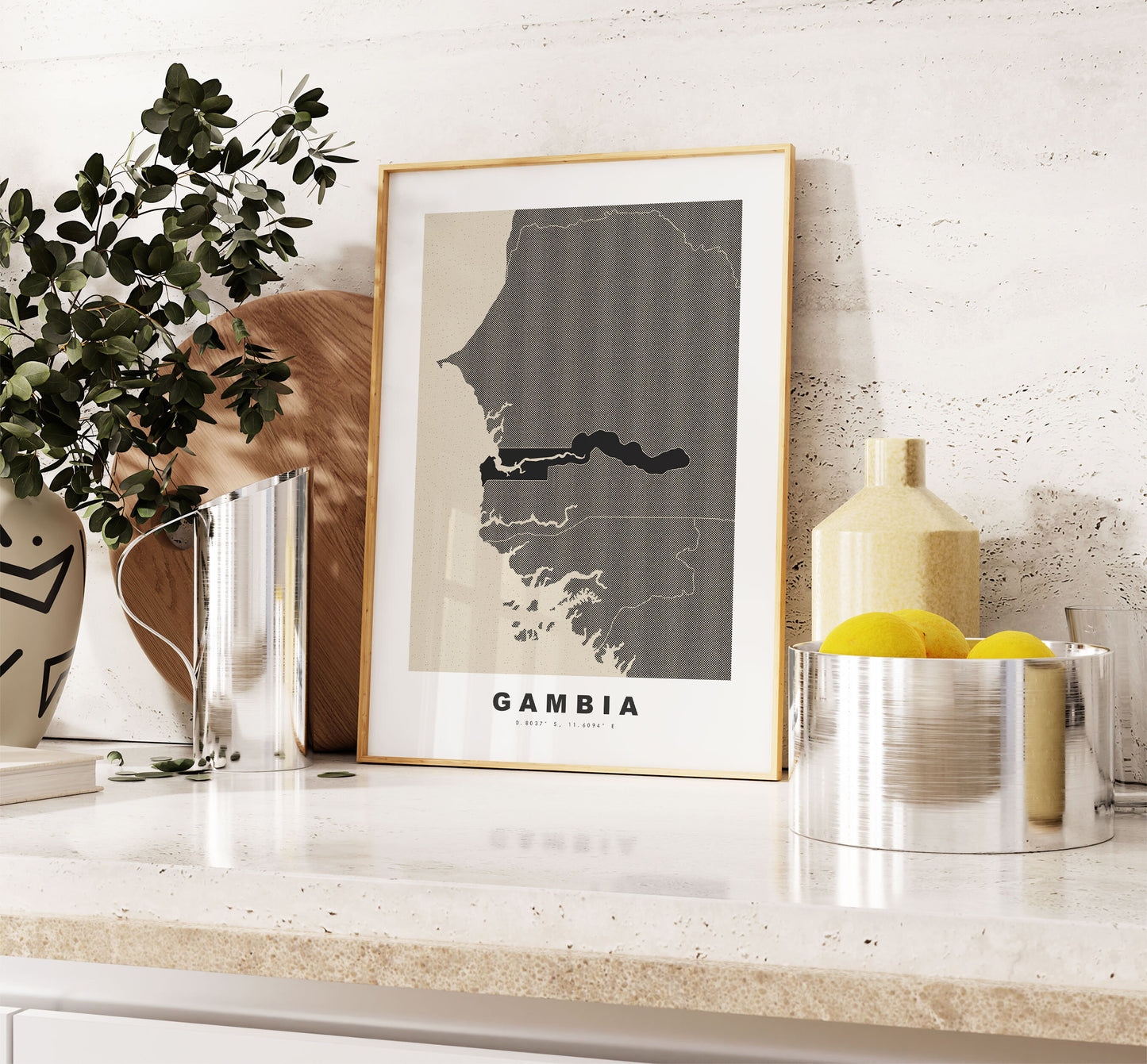 Gambia Map Print - Personalised Map Gift - Framed or Canvas Options Available - Custom Text Options - Personalised Gift - Africa