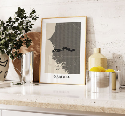 Gambia Map Print - Personalised Map Gift - Framed or Canvas Options Available - Custom Text Options - Personalised Gift - Africa