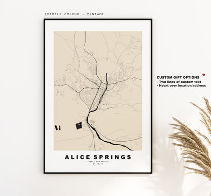 Alice Springs Map Print - City Map Poster - Map Wall Art - Australia City Maps - Alice Springs Print - Poster - Minimalist City Map